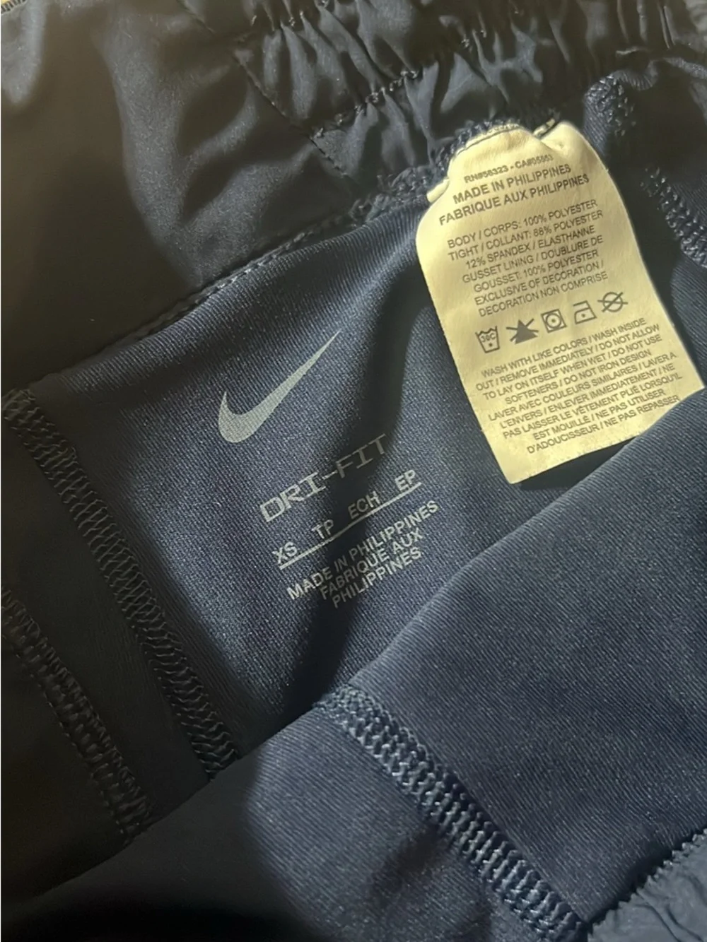 Nike Navy Blue Girls' Athletic Shorts with Silver Swoosh
